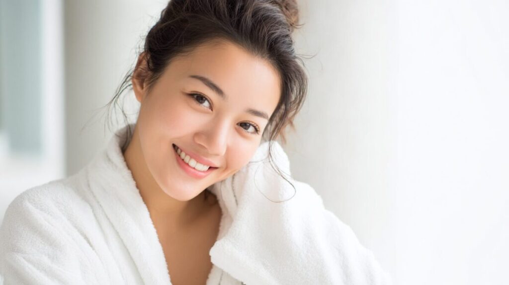 ガウン姿でほほえむ女性（イメージ）