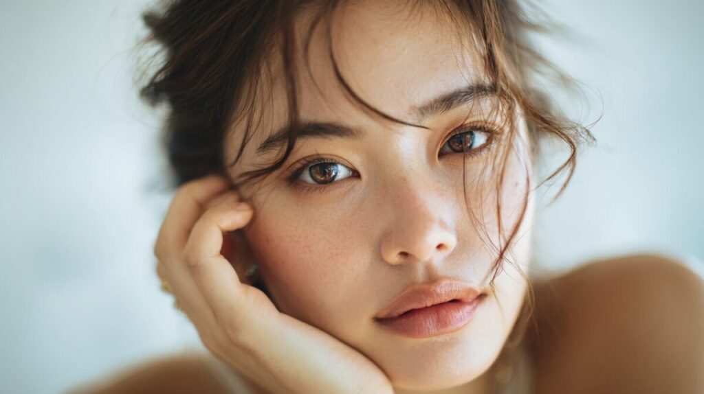 頬に手を添える女性（イメージ）
